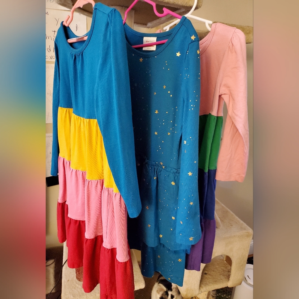 3 Hanna Andersson Twirl Dresses sz 110-120 (5/6-7) Lot of 3
